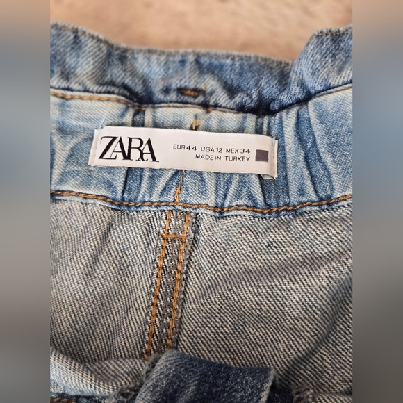 Womens Zara denim paperbag baggy fit jeans - Picture 8 of 14